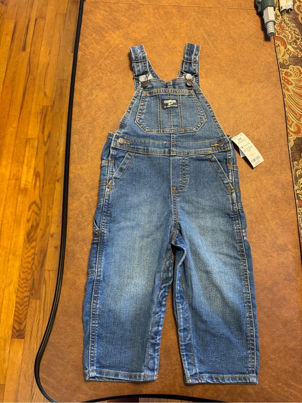 Denim overalls and button down shirt size 24 months